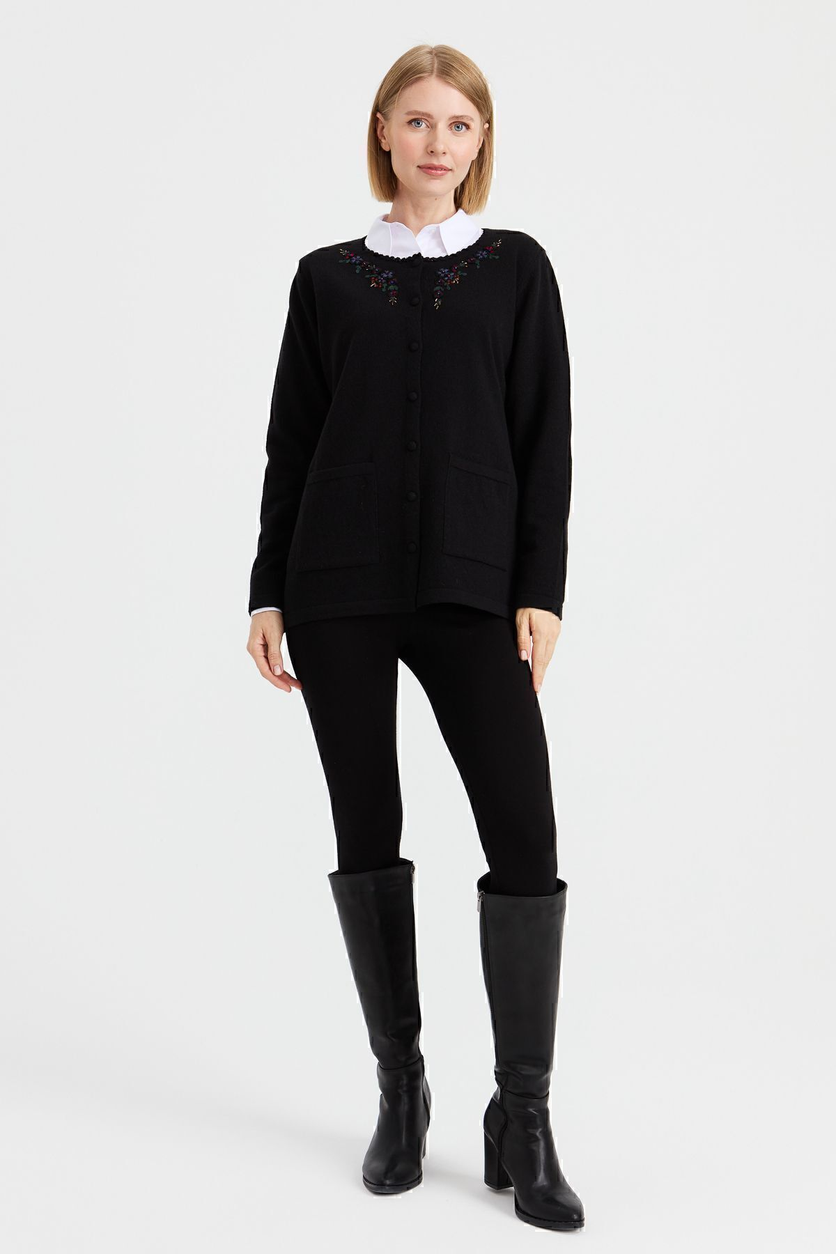 Desen Kadın Oversize Nakışlı Minimalist Ceket - Yeni Sezon Secondary image