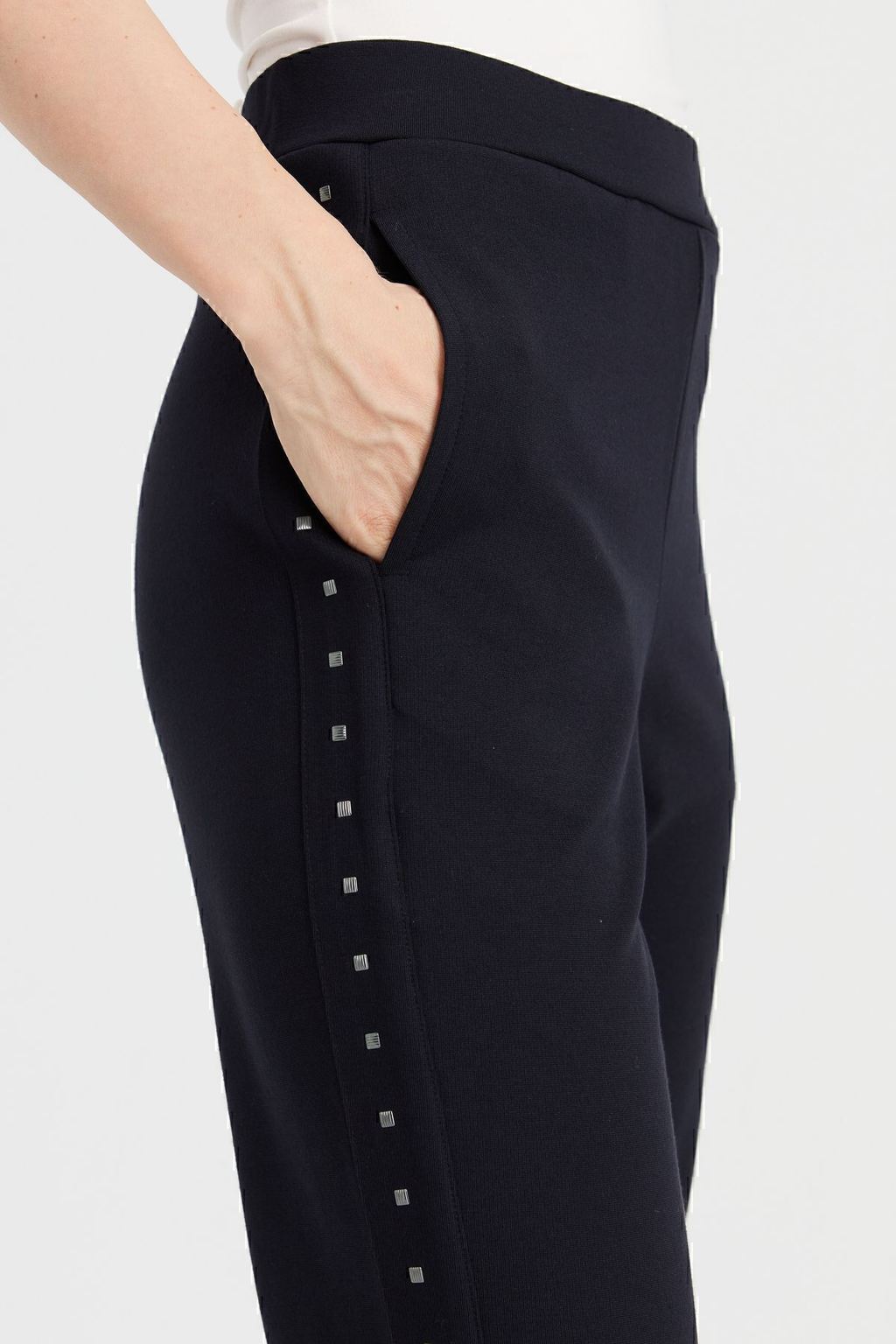 Desen Oversize Minimalist Kadın Eşofman Altı - Yüksek Bel Cepli