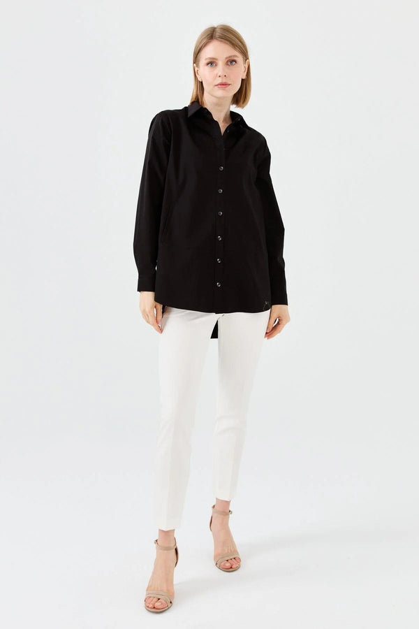 Desen Oversize Gömlek Yaka Uzun Kol Kadın Gömlek - Günlük Kombinler İçin