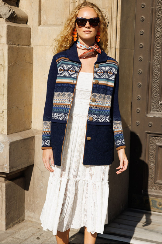 Patterned Women's Coat DSN24K24078