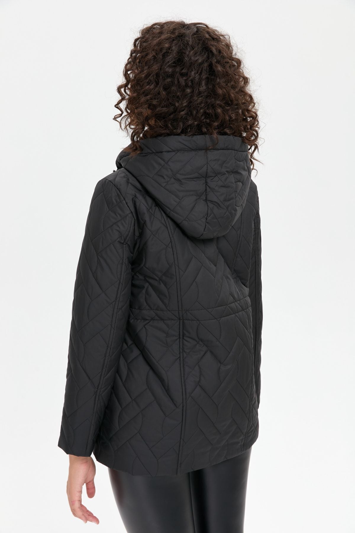 Desen Kadın Kapüşonlu Oversize Midi Kaban - Minimalist Tarz