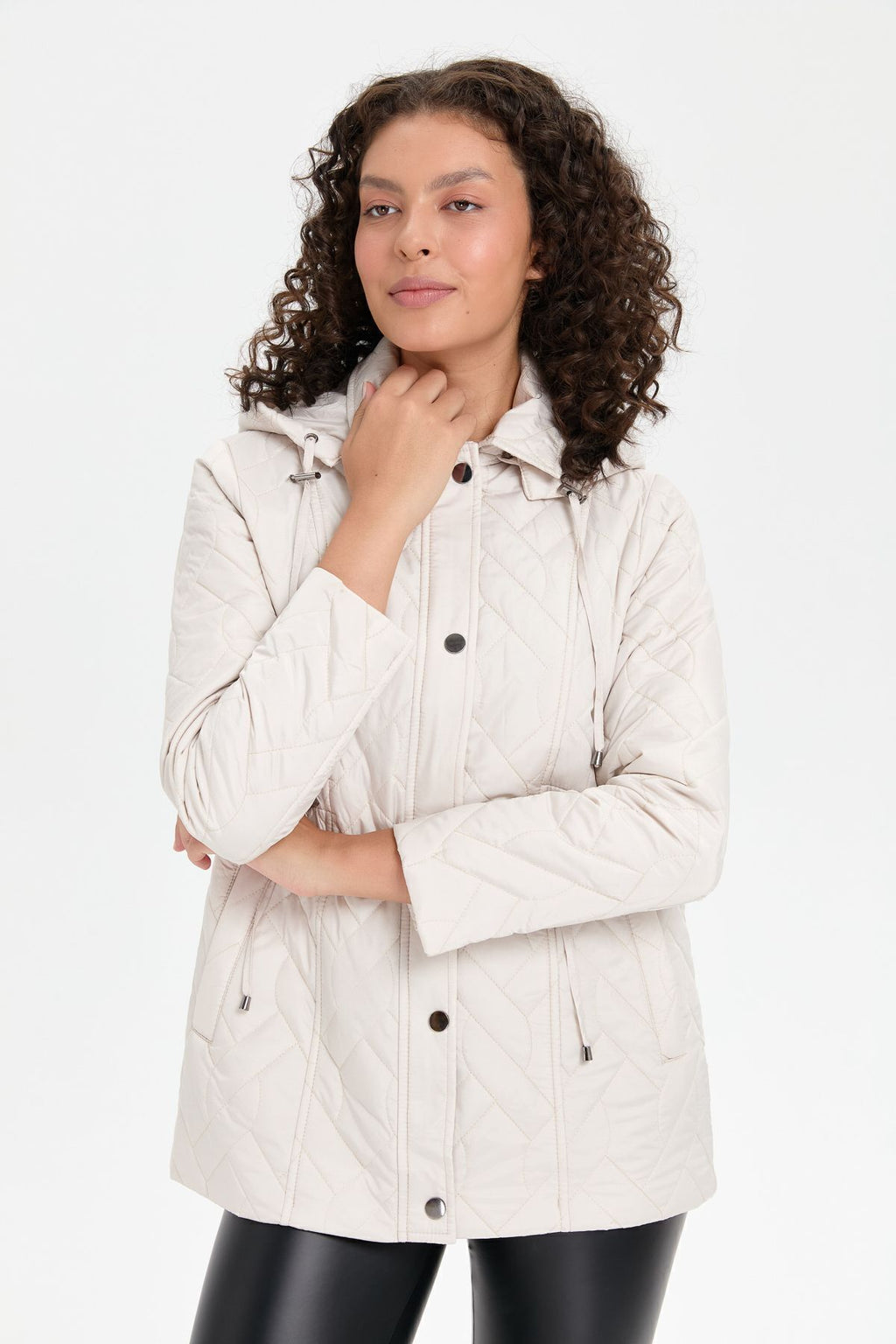 Desen Kadın Kapüşonlu Oversize Midi Kaban - Minimalist Tarz