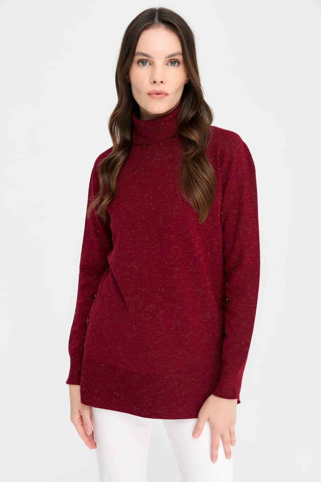 Desen Kadın Oversize Boğazlı Uzun Kol Kazak - Minimalist Stil