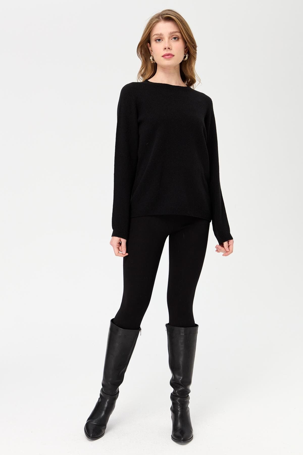 Desen Kadın Minimalist Yuvarlak Yaka Uzun Kol Kazak - Günlük Stil