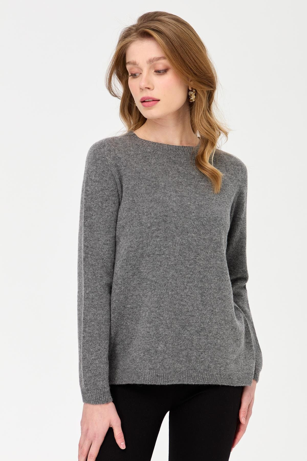 Desen Kadın Minimalist Yuvarlak Yaka Uzun Kol Kazak - Günlük Stil