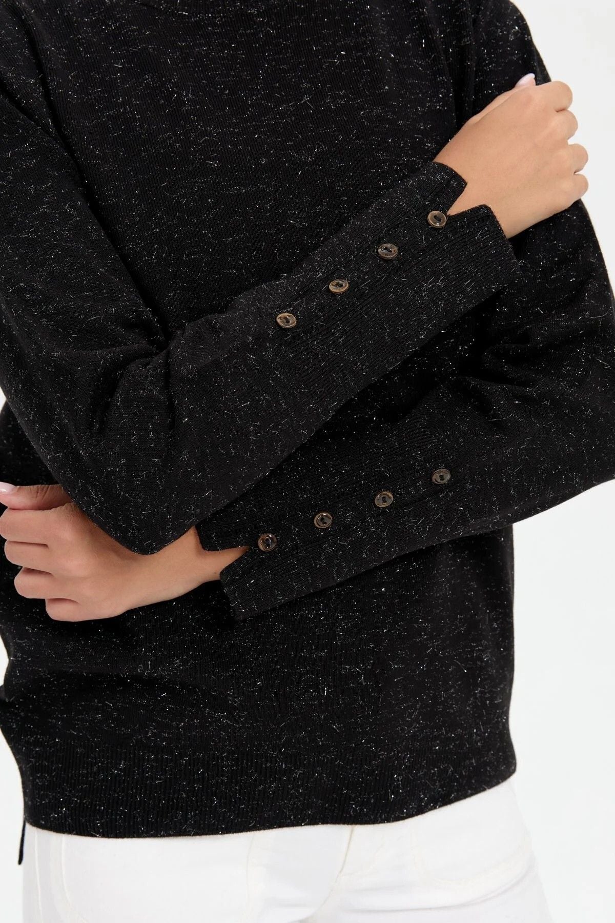 Desen Oversize Uzun Kol Minimalist Kadın Kazak - Günlük Şıklık Secondary image