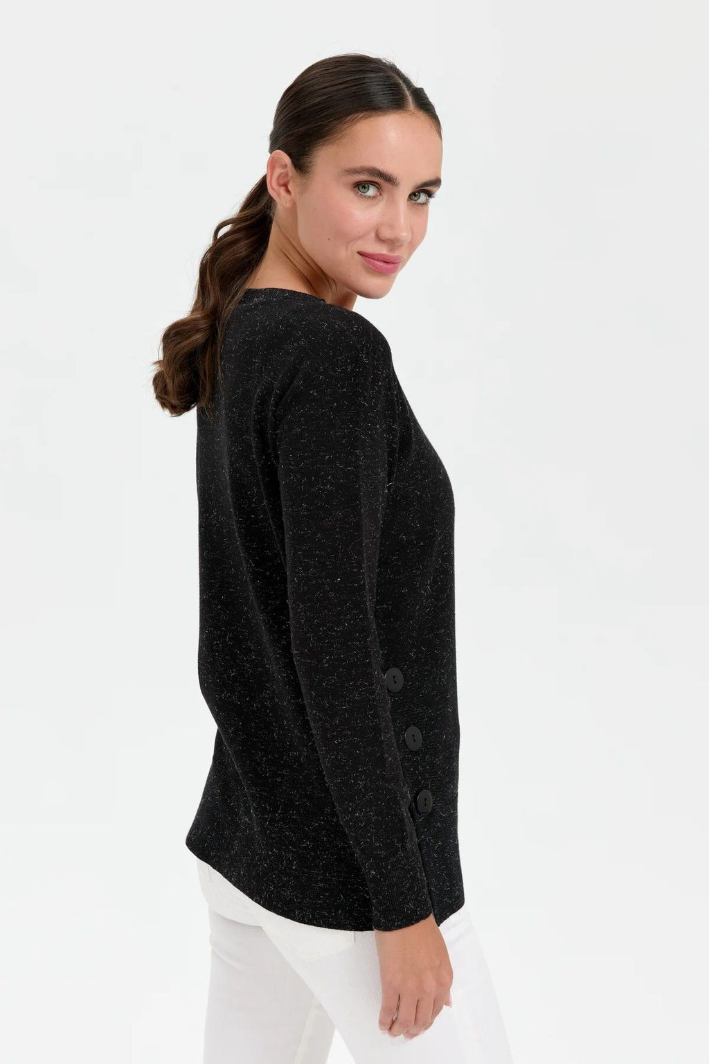 Desen Kadın Minimalist Uzun Kol Kazak - Regular Fit Yuvarlak Yaka