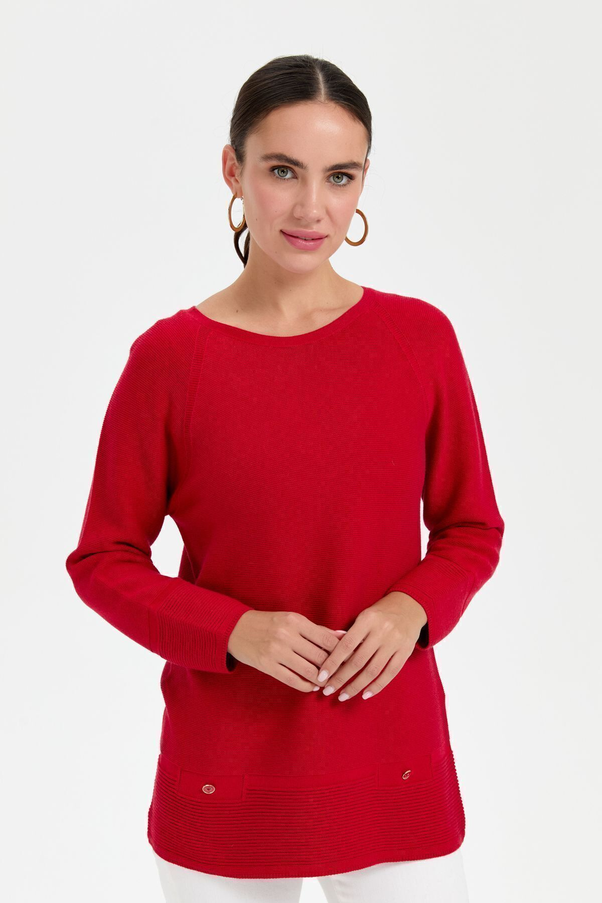 Desen Oversize Uzun Kol Kadın Kazak - Minimalist Stil Secondary image