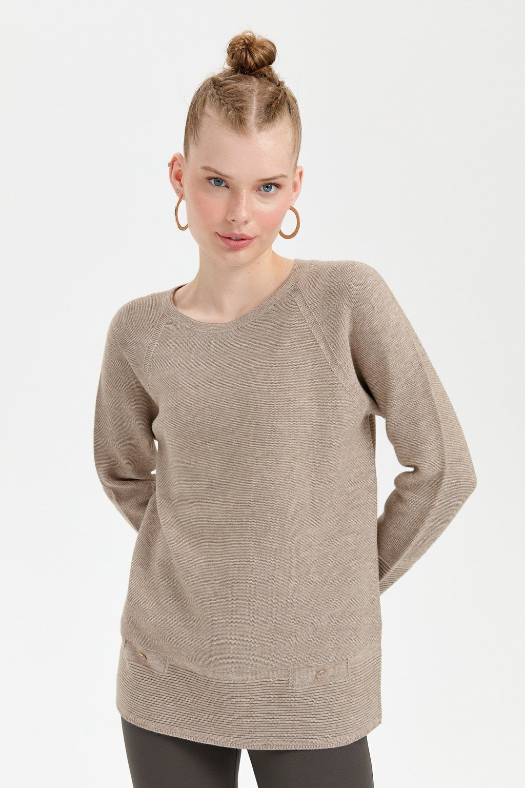 Desen Oversize Uzun Kol Kadın Kazak - Minimalist Stil