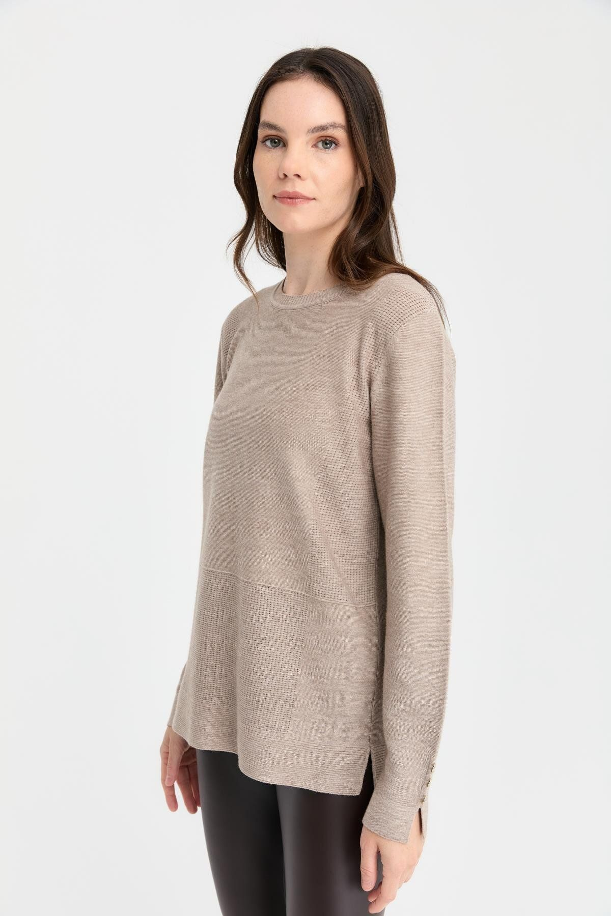 Desen Kadın Oversize Kazak - Minimalist, Uzun Kol, Yuvarlak Yaka Secondary image