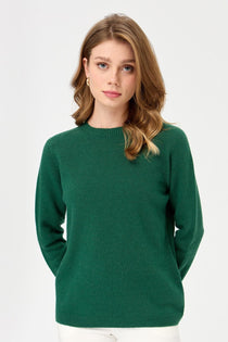 Desen Kadın Minimalist Yuvarlak Yaka Uzun Kol Kazak - Günlük Stil