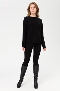 Desen Kadın Minimalist Yuvarlak Yaka Uzun Kol Kazak - Günlük Stil