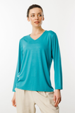 Patterned V-Neck Long-Sleeve Cotton Women's Jersey DSN23789