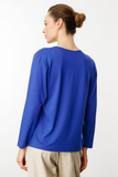 Patterned V-Neck Long-Sleeve Cotton Women's Jersey DSN23789