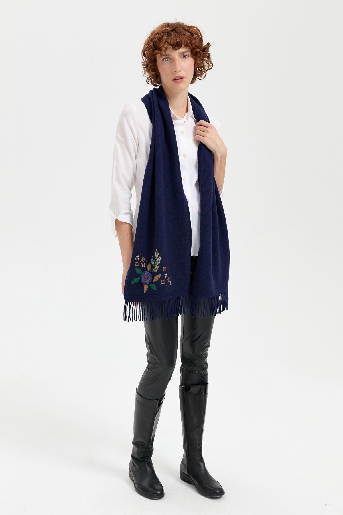 Desen Minimalist Nakışlı Oversize Kadın Şal - Yumuşak & Şık