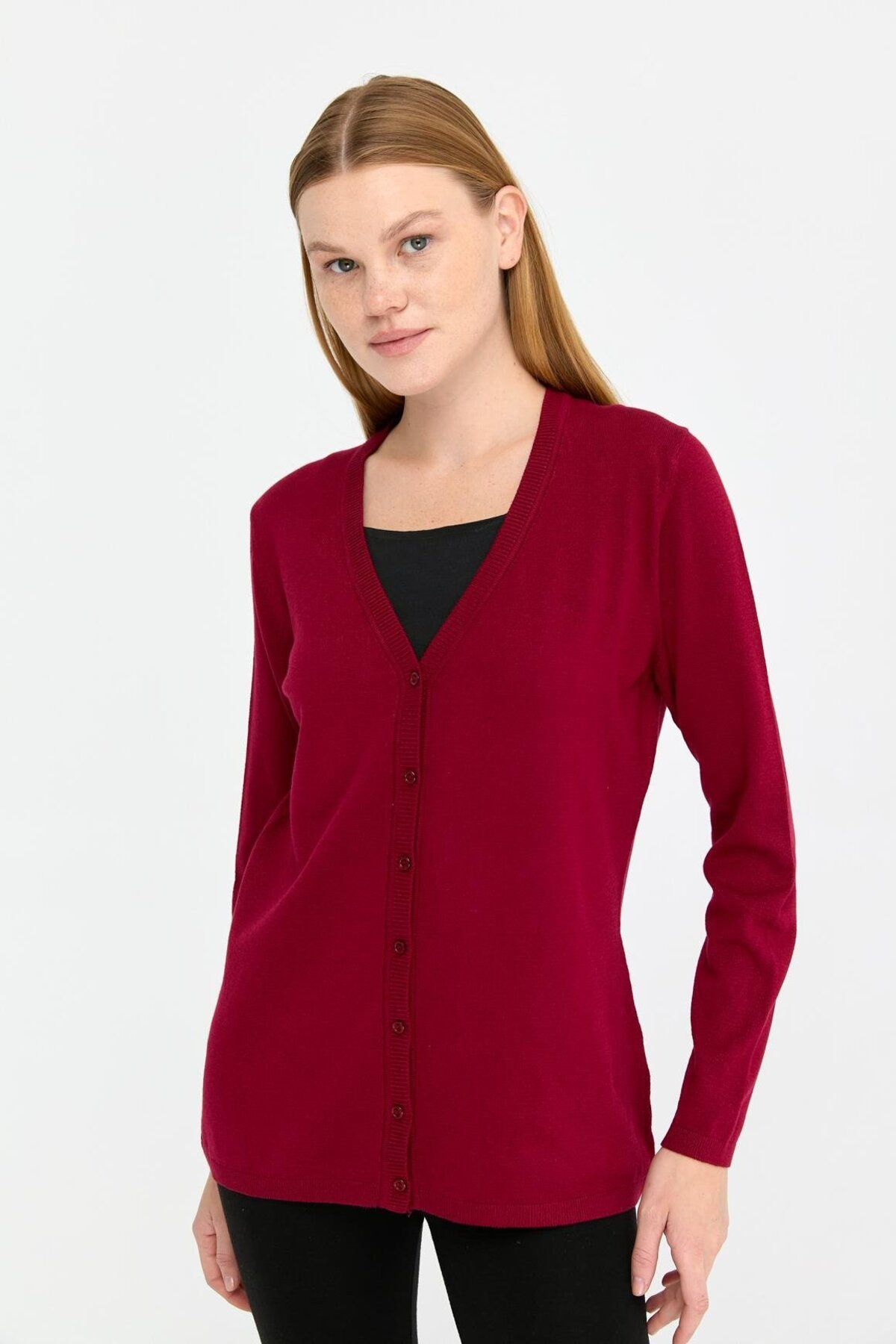 Desen Kadın V Yaka Uzun Kol Oversize Ceket - Günlük & İş Secondary image