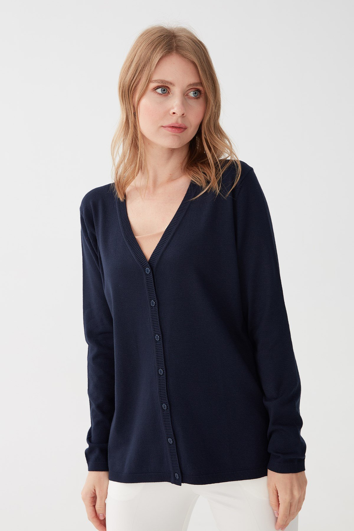 Desen Kadın V Yaka Uzun Kol Oversize Ceket - Günlük & İş Main image