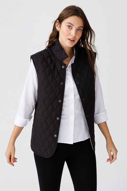 Desen Kolsuz Kapitone Yelek - Minimalist Oversize Günlük