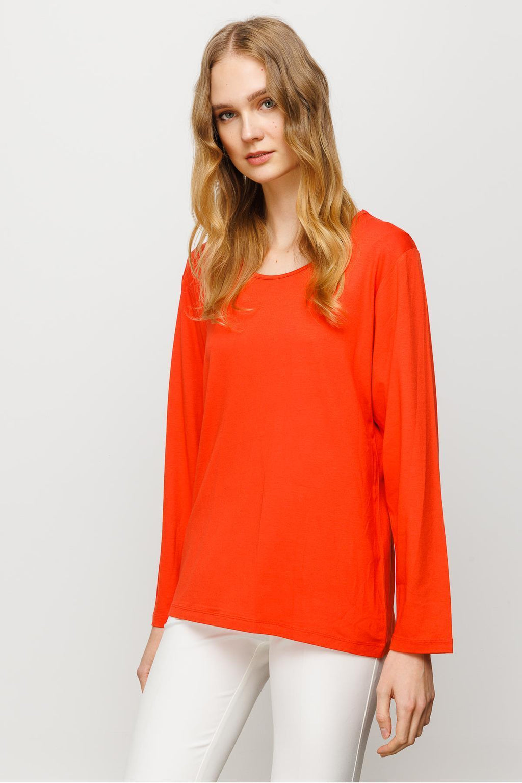 Desen Minimalist Oversize Uzun Kol Yuvarlak Yaka Kadın Bluz - Günlük Kullanım