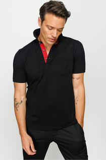 Desen Minimalist Polo Yaka Kısa Kol Erkek T-Shirt - Rahat ve Şık