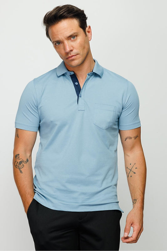 Desen Minimalist Polo Yaka Kısa Kol Erkek T-Shirt - Rahat ve Şık