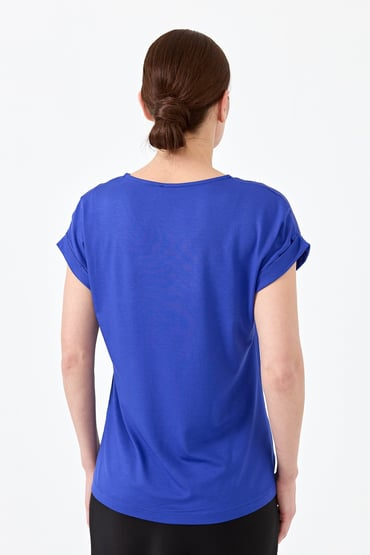 Desen Minimalist V Yaka Kısa Kol Oversize Kadın Bluz - Günlük Şıklık