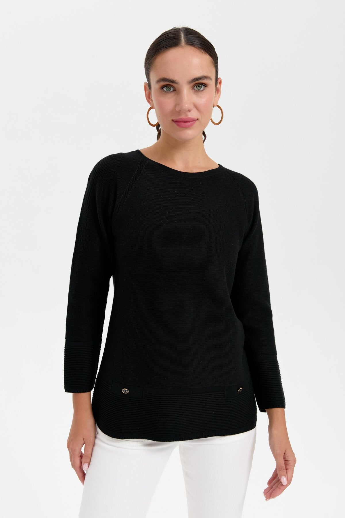 Desen Oversize Uzun Kol Kadın Kazak - Minimalist Stil Secondary image