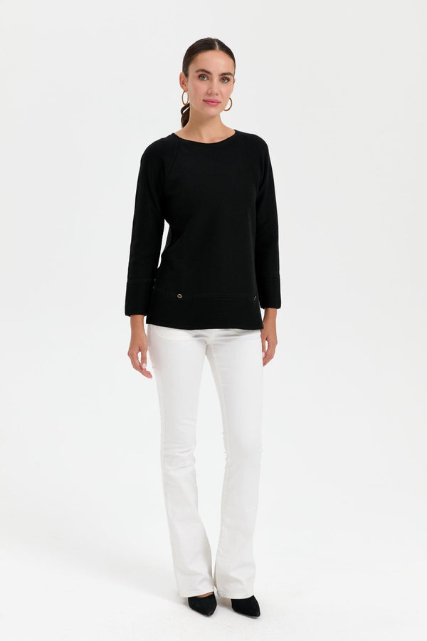 Desen Oversize Uzun Kol Kadın Kazak - Minimalist Stil
