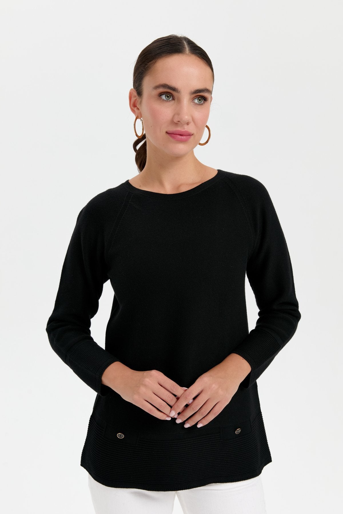 Desen Oversize Uzun Kol Kadın Kazak - Minimalist Stil