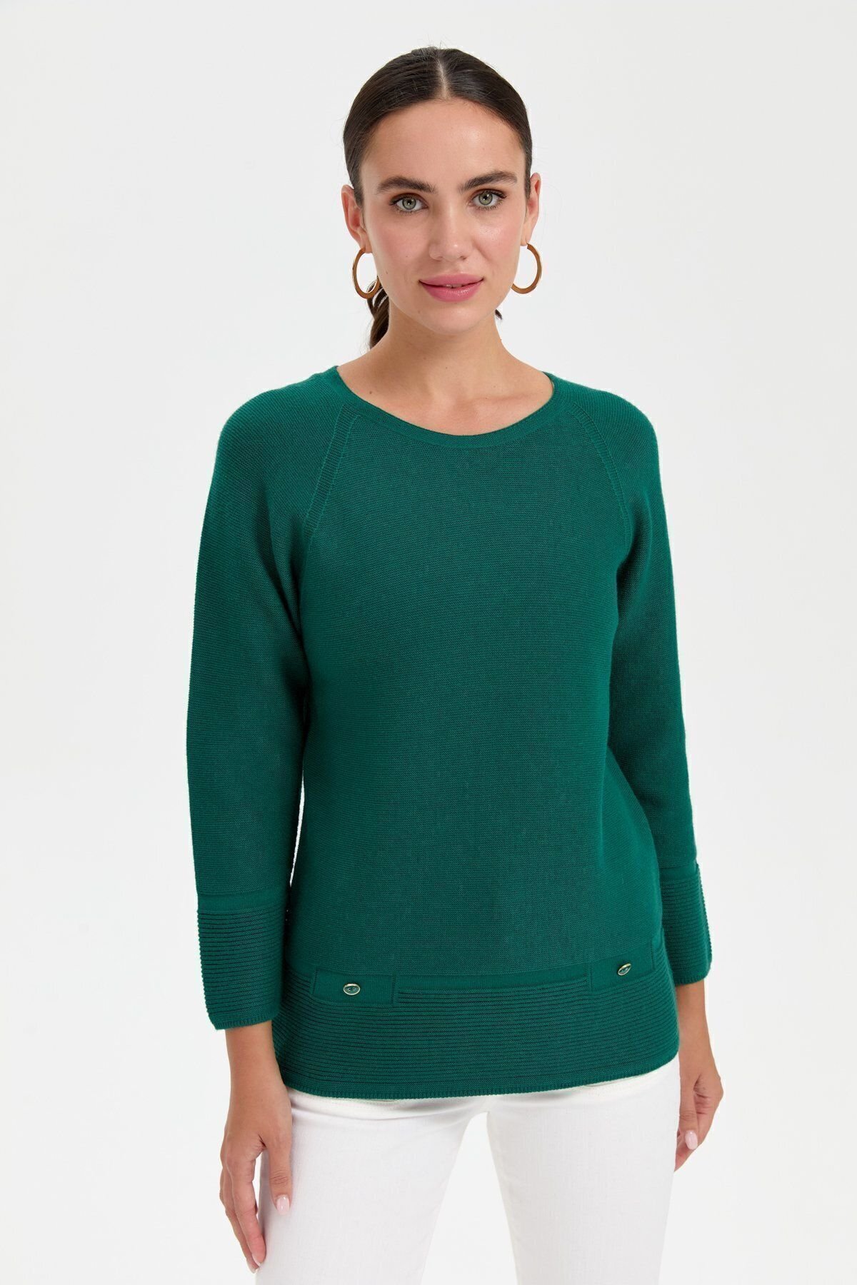 Desen Oversize Uzun Kol Kadın Kazak - Minimalist Stil İkincil görsel