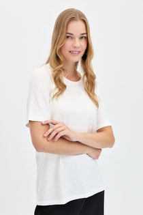 DESEN TRİKO Oversize Minimalist Yuvarlak Yaka Kadın T-Shirt - Kısa Kol