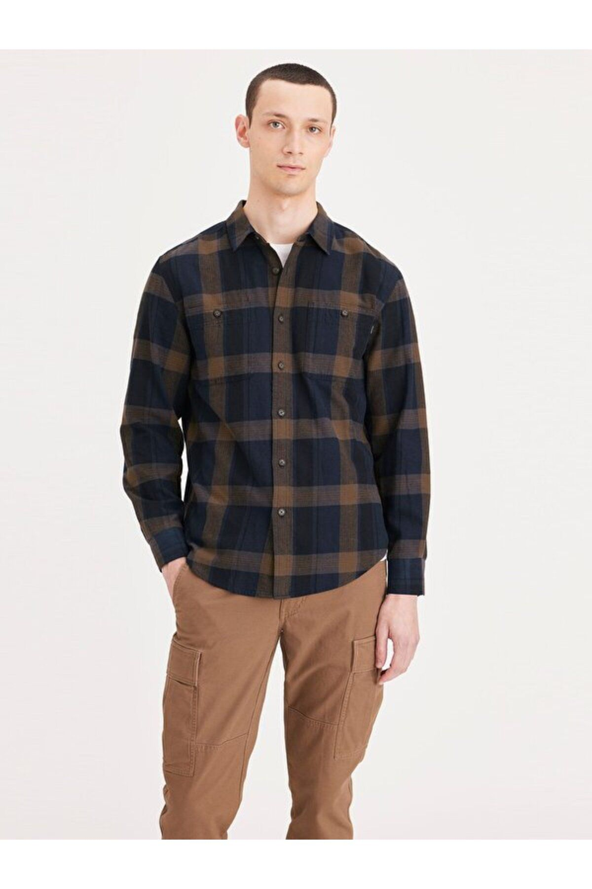 Dockers Minimalist Kareli Uzun Kol Erkek Gömlek - Günlük Şıklık Main image