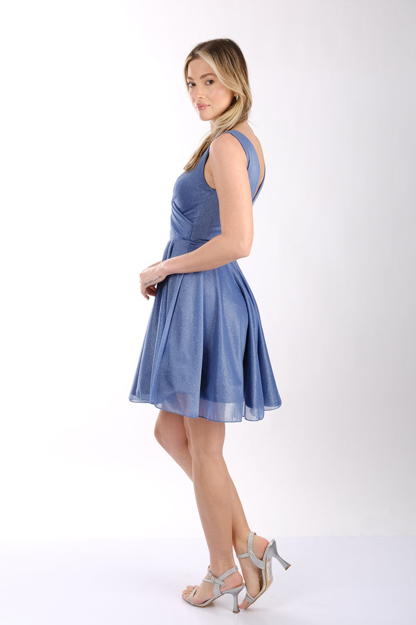 DORİDORCA Kadın Geniş Askılı Simli Mini Abiye Elbise 22243012