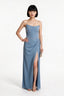 Doridorca Kadın Straplez Korse Detaylı Yırtmaçlı Uzun Abiye Elbise