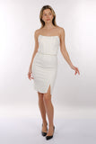 DORİDORCA Straplez Korsajlı Yırtmaçlı Krep Mini Boy Kadın Abiye 2246107