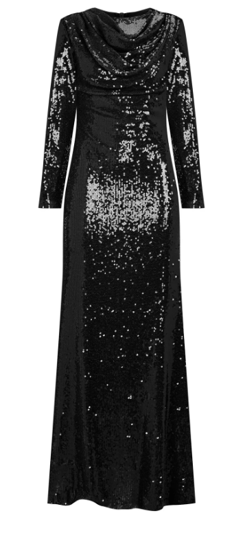Drape Detaylı Pul Payetli Abiye Elbise M25YMS009116siyah46