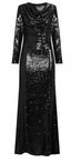 Drape Detaylı Pul Payetli Abiye Elbise M25YMS009116siyah46