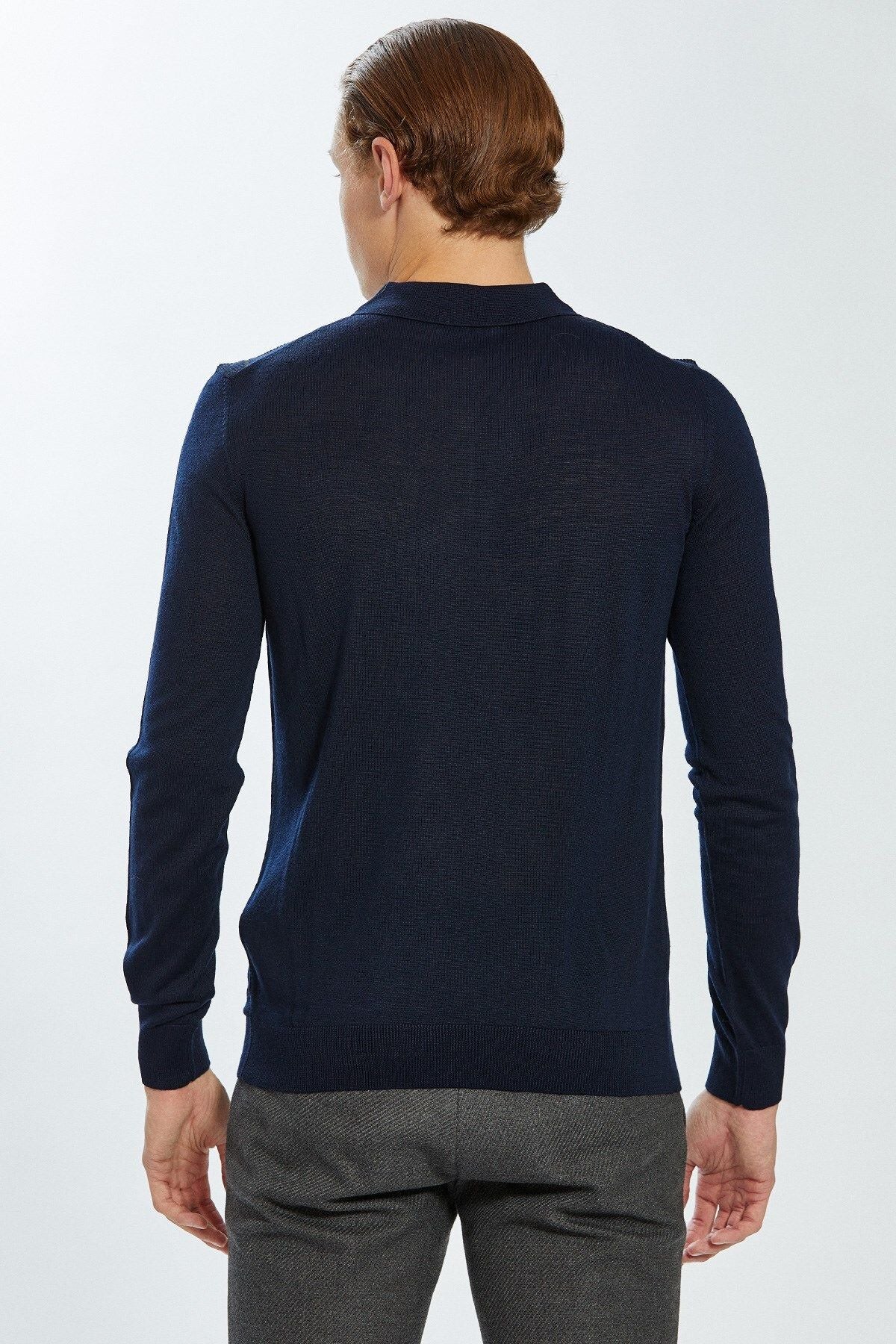 Ecer Erkek Uzun Kol Polo Yaka Minimalist Kazak - Günlük Stil