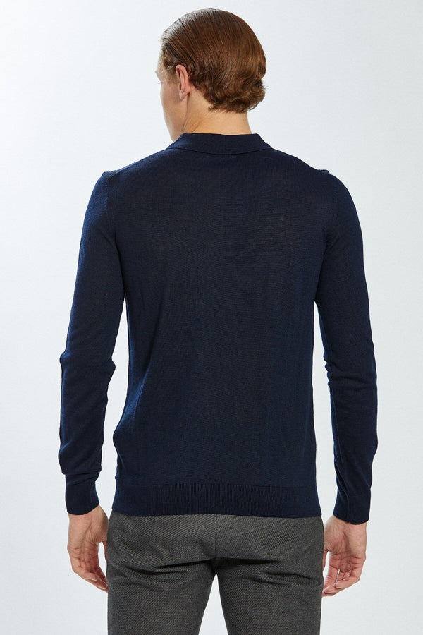 Ecer Erkek Uzun Kol Polo Yaka Minimalist Kazak - Günlük Stil