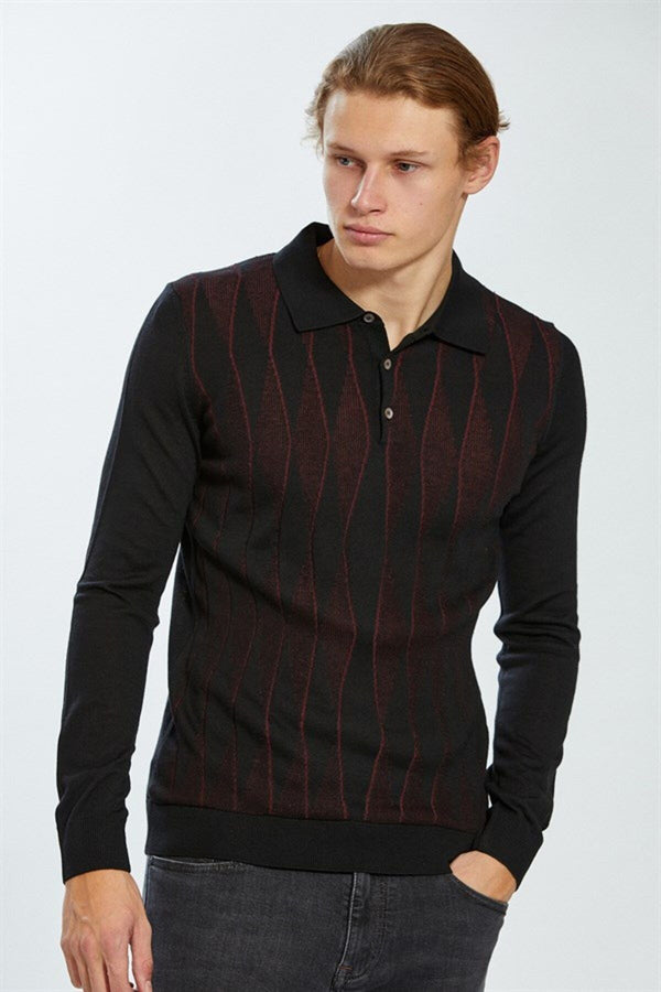 Ecer Erkek Uzun Kol Polo Yaka Minimalist Kazak - Günlük Stil