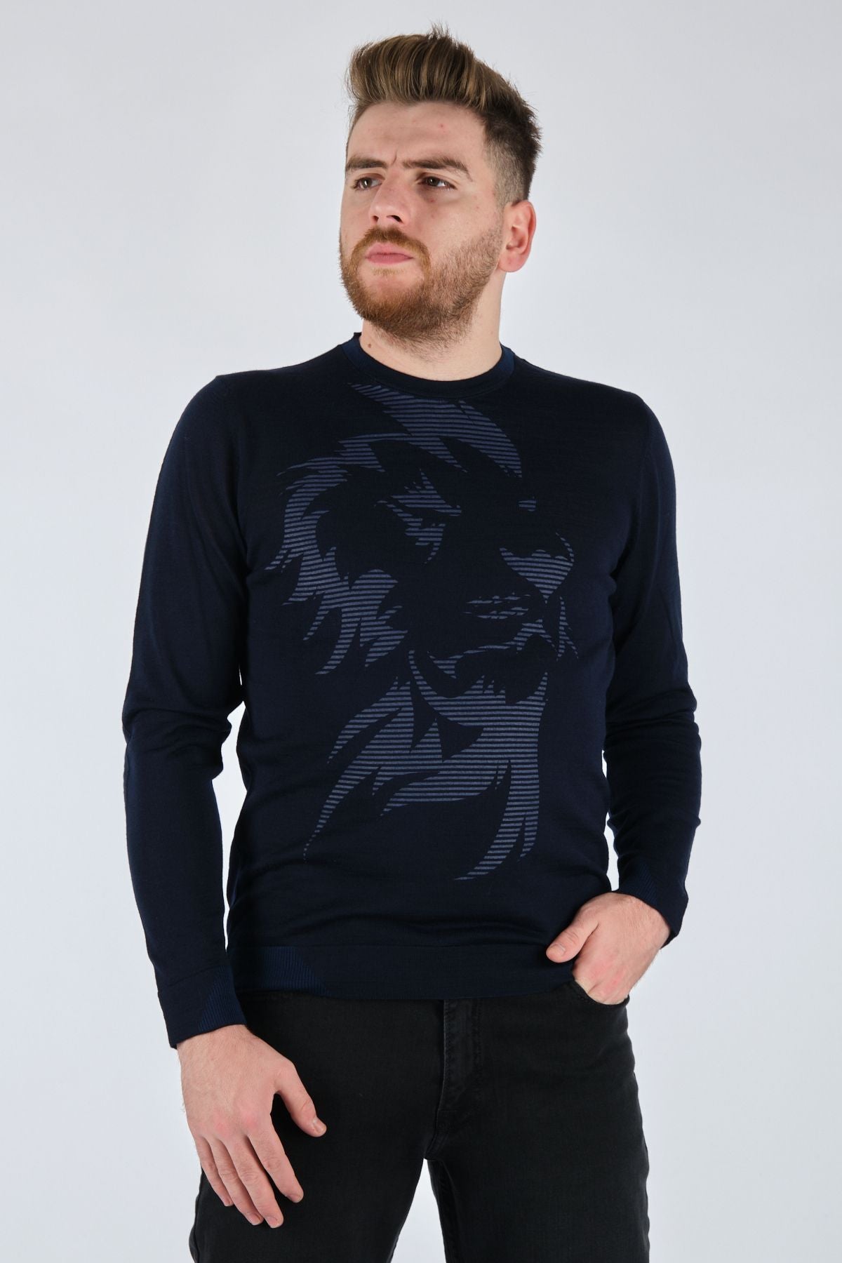 Ecer Erkek Minimalist Uzun Kol Triko - Günlük Stil Secondary image