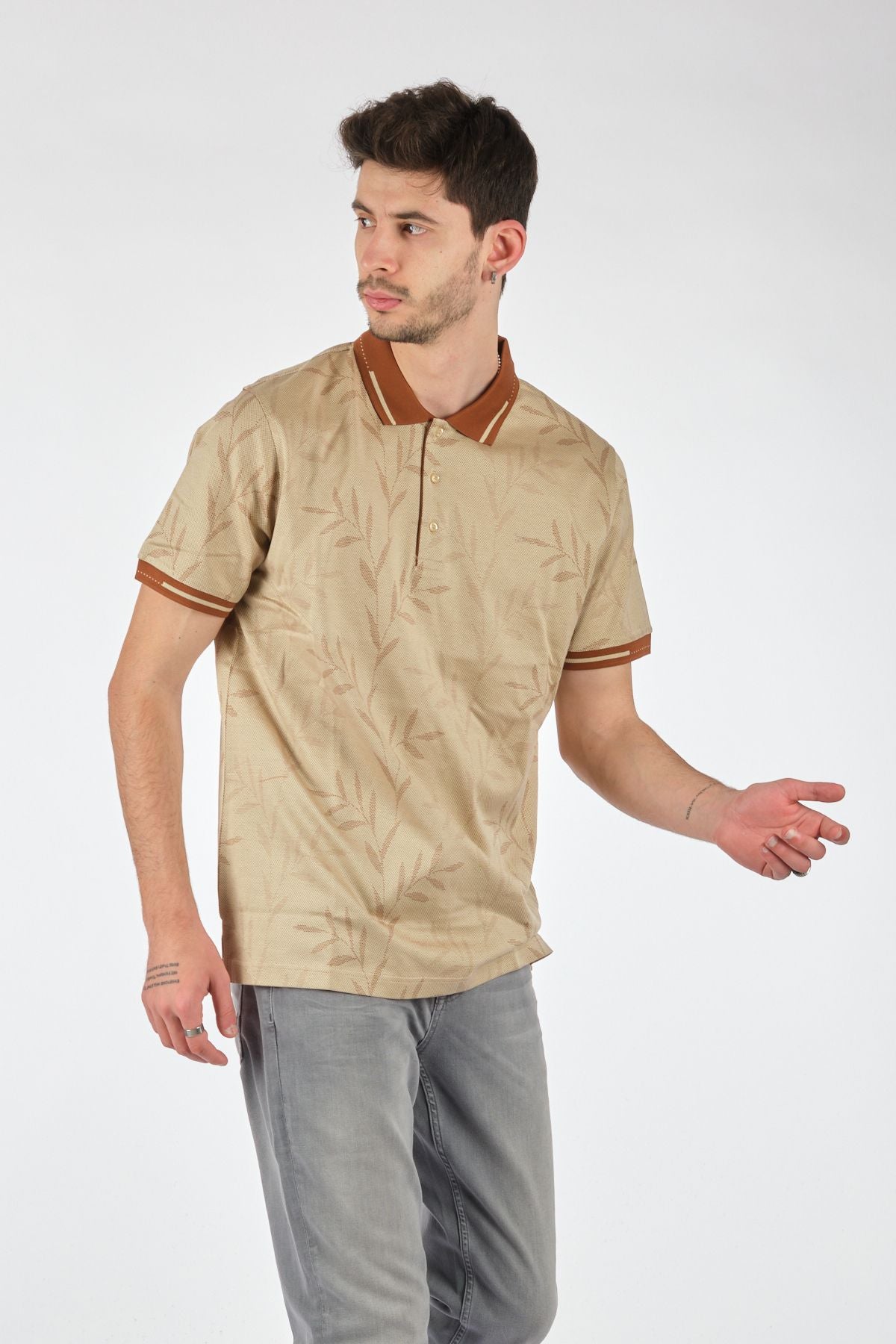 Ecer Erkek Polo Yaka Kısa Kol Tişört - Minimalist Desen - Günlük Stil Secondary image