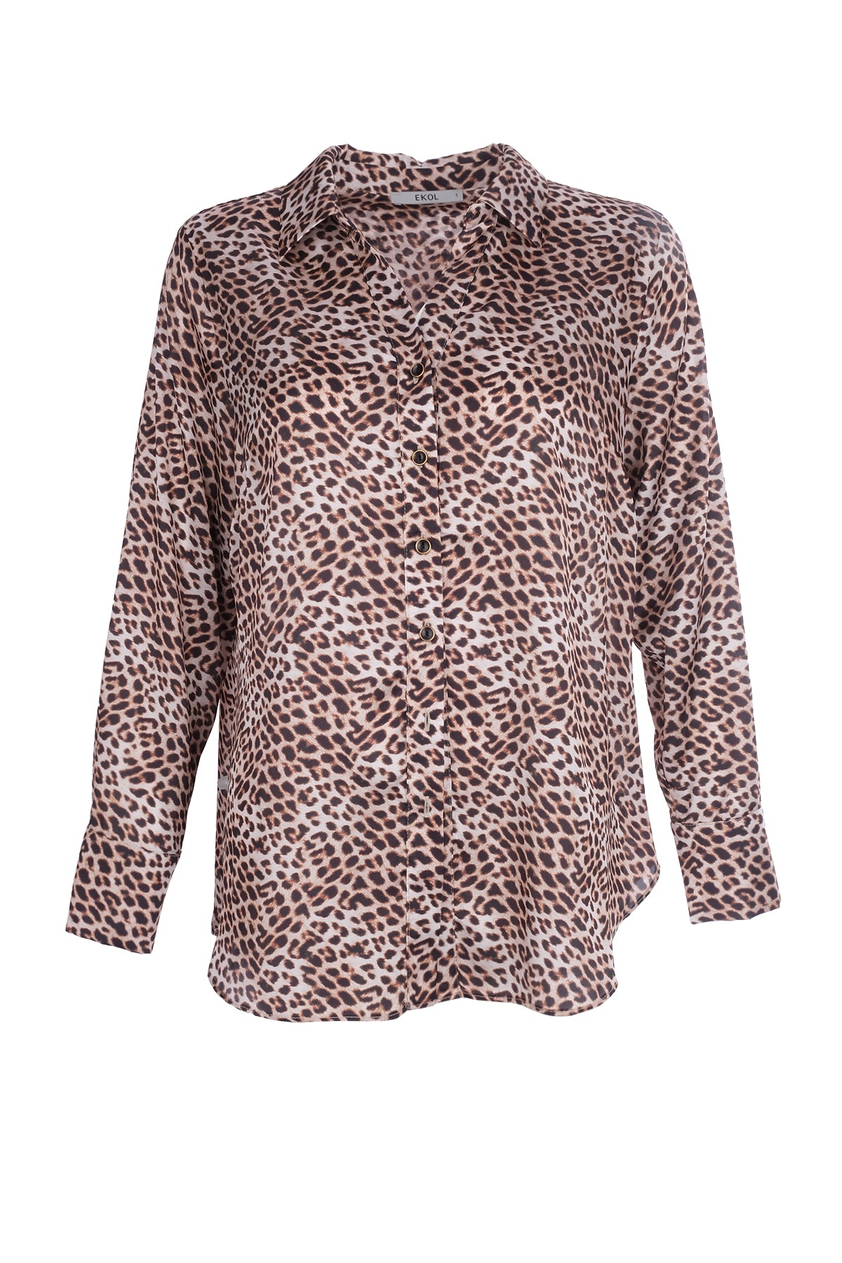Ekol Büyük Beden leopar Desen Kadın Bluz 25EKL02533 Main image