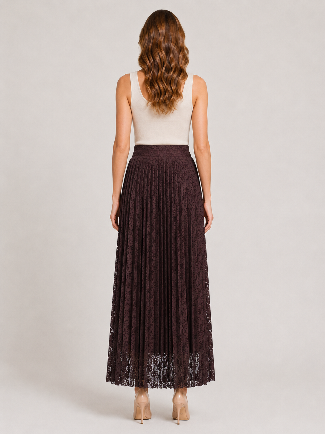 Ekol Büyük Beden Beli Lastikli Dantelli Pileli  Kadın Etek 25EKL03065