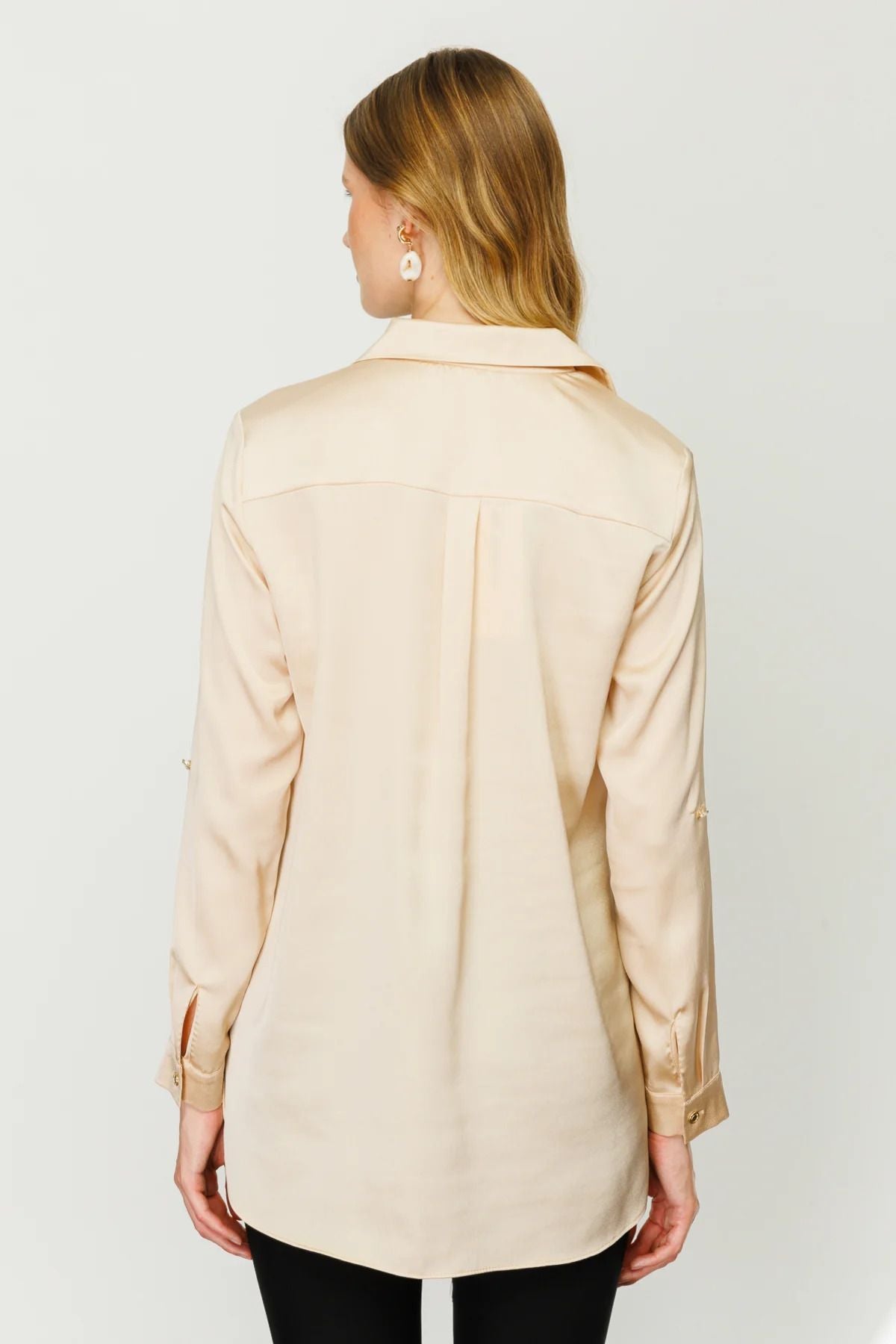 Ekol Minimalist Oversize Uzun Kol Saten Bluz - Günlük Şıklık