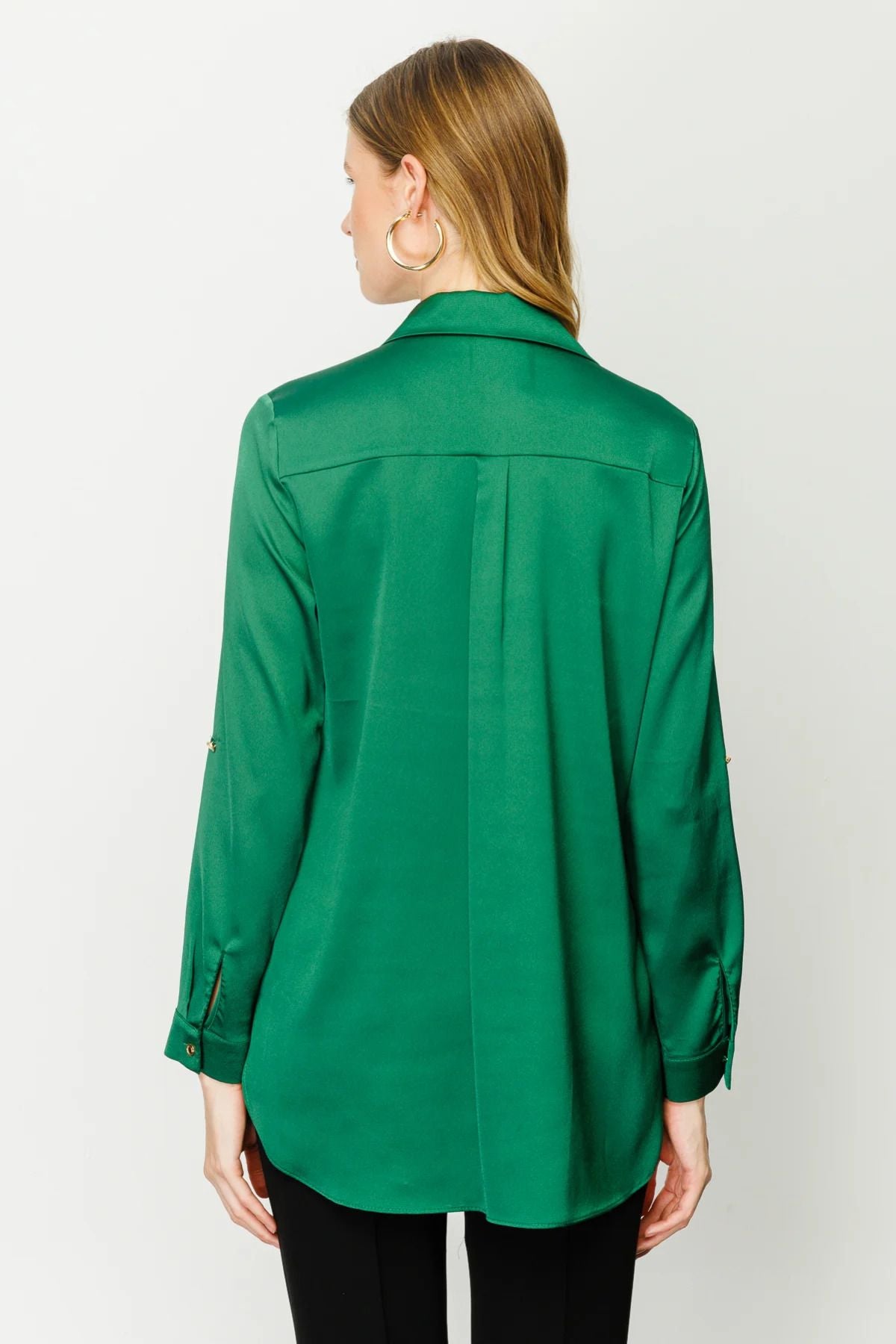Ekol Minimalist Oversize Uzun Kol Saten Bluz - Günlük Şıklık