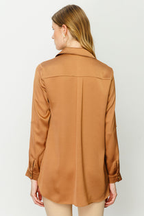 Ekol Minimalist Oversize Uzun Kol Saten Bluz - Günlük Şıklık