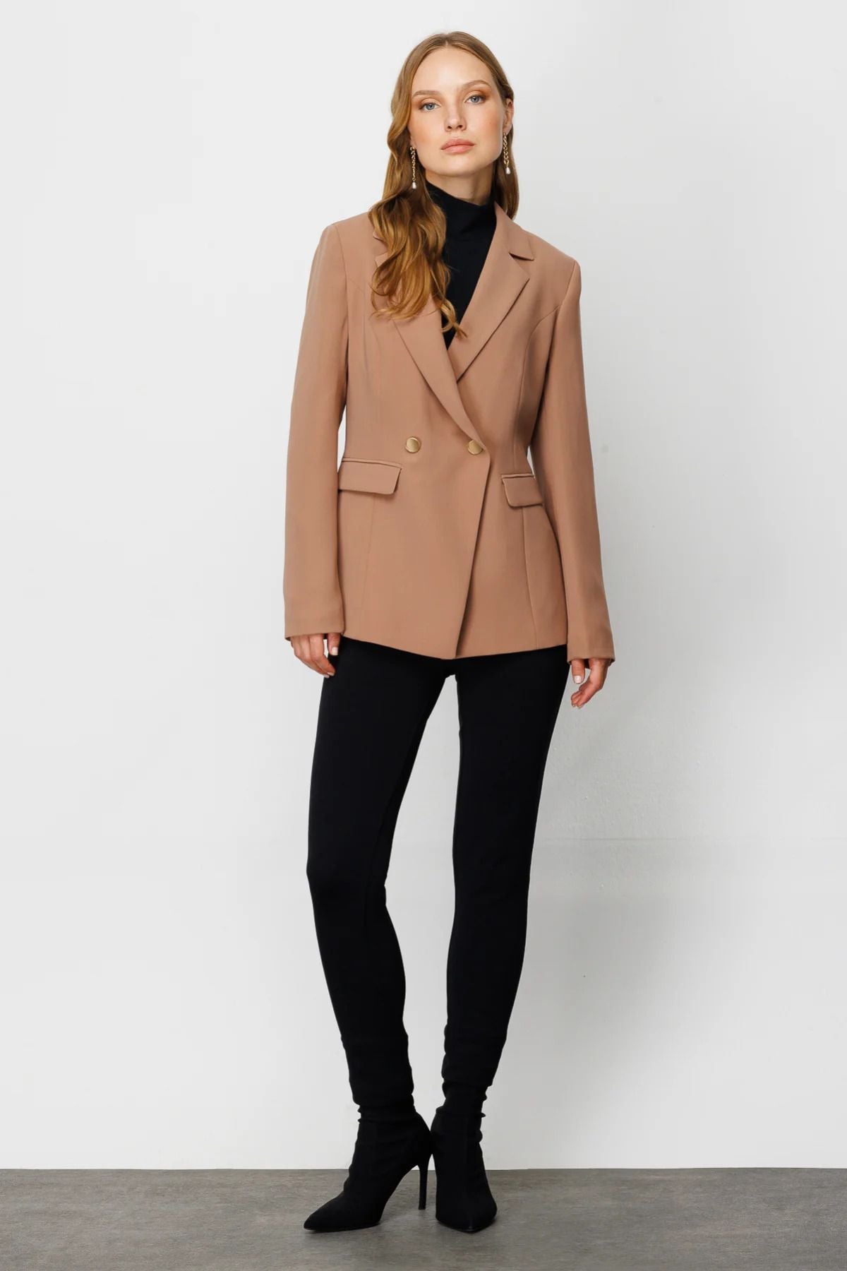 Ekol Minimalist Çift Sıralı Kadın Blazer Ceket - Regular Fit - İş Günlük Secondary image