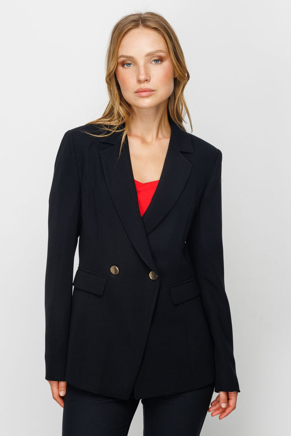 Ekol Minimalist Çift Sıralı Kadın Blazer Ceket - Regular Fit - İş Günlük
