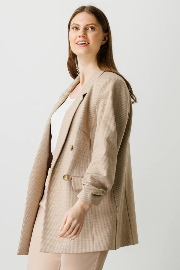 Ekol Oversize Minimalist Kadın Ceket - Çift Düğmeli, Uzun Kol
